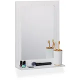 Relaxdays Bathroom Mirror Badspiegel, Wandspiegel mit Ablage, Rahmen, rechteckiger Badezimmerspiegel, H x B x T: 55 x 40 x 12 cm, weiß, Faserplatte, 50% Glas