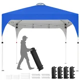Yaheetech Faltpavillon 3x3 m Pop up Pavillon Gartenpavillon, Stabil Höhenverstellbar Wasserdicht Sonnenschutz, mit Entlüftung Rolltragetasche, für Outdoor Markt Garten Hof, Blau