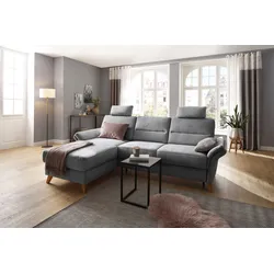 Ecksofa HOME AFFAIRE "Westerland L-Form", grau, B:252cm H:90cm T:162cm, 100% Polyester, Sofas, Federkern-Polsterung, wahlweise mit Bettfunktion, Bettkasten