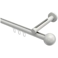 Interdeco GARDINENSTANGE INNENLAUF Siteno Luino 300 cm (geteilt in 3 x 100 cm), 1-läufig, 20 mm Ø Weiß