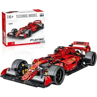 Technik F1 Auto für Ferrari SF90, 1:10 Groß Formel 1 Modellauto Bausatz, 1200 Teile Klemmbausteine F1 Auto MOC Set