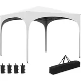 Outsunny 3x3 m Pop-Up-Pavillon – Höhenverstellbar, Wasserdicht, UV-Schutz, Tragetasche & Sandsäcke – Outdoor-Garten-Pavillon – Weiß