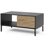 Vichy Vicco Couchtisch Eliza, Schwarz/Eiche, 90 x 50 cm mit einer Schublade