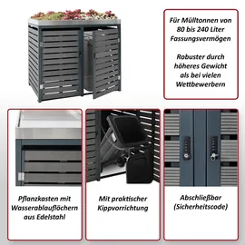 MCW Mülltonnenverkleidung K14 124 x 134 x 84 cm teak-optik