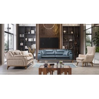 JVmoebel Sofa Sofagarnitur 3+3+1 Sitzer Blau Sessel Luxus Leder Sofa Couch, Made in Europe beige|blau
