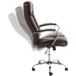 DELUKE® Bürostuhl JUBEL - 115x62x70, Braun | Kunstleder | Metall in Chromoptik Gestell | ergonomische Bürostühle Homeoffice Stuhl mit Rollen