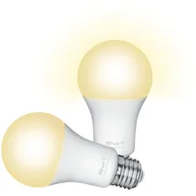 Trust E27 Smart Lampe, Dimmbar E27 LED Birne, Leuchtmittel für Alexa und Google Home, Kein Hub Erforderlich, 2.4GHz Glühbirne RGB, WI-Fi Lampe, Weiß - 2er-Pack