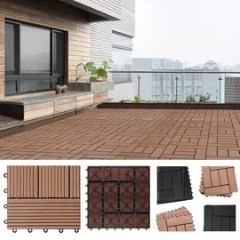 CASARIA WPC Fliesen 1m2-6m2 Terrassenfliesen Set Holzfliesen 30x30cm Balkon Pool Garten 66x Mosaik Terrakotta