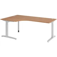 Bümö Schreibtisch Nussbaum, Silber, Nachbildung,Nussbaum, Rechteckig, 200x74x120 cm FSC