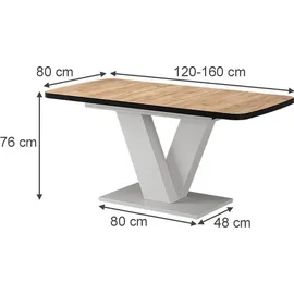 Vicco Fenaro 120 x 77,4 x 80 cm Schwarz/Weiß