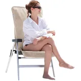 Frottee Schonbezug für Gartenstuhl - 130x60cm Bezug 100% Baumwolle Hochlehner Auflage Gartenstuhlauflagen Liegestuhl Beige - Beige