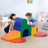 Homcom Bausteinset 7er-Set Schaumstoff Bausteine Riesenbausteine Bauklötze Bauspielzeug Schaumstoffblöcke für 1-3 Jahre alt Kinder Kunstleder EPE -