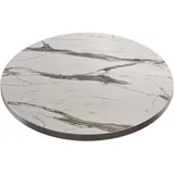 GGM Möbel Bistro Tischplatte | Ø 60 cm | Weiß Marmor | Gastro Tischplatte