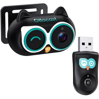 Ottocast Cabin Care CarPlay Adapter 2026, Ottocast Mini 1080P Rücksitz Kamera, USB-A Plug & Play, Nur für werkseitiges kabelgebundenes CarPlay