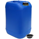 plasteo® 30 Liter Getränke- Wasserkanister mit Schraubdeckel (DIN 61) | BPA Frei | Lebensmittelecht | Tragbar und Robust | Indoor und Outdoor | Made in DE | Blau + Extra Blitzverschluss