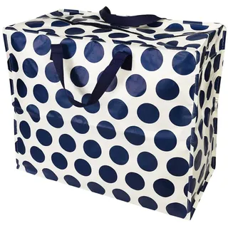 Rex London - XXL Riesentasche, Aufbewahrungstasche mit Rei?verschluss - Spotlight - Punkte, Dots (Navy on Cream / Dunkelblau)