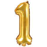 Folienballon Zahl 1 Gold 86 cm Heliumballon groß Zahlenballon XXL für Helium/Luftfüllung inkl Strohhalm Party Dekoration Geburtstag Jahrestag Jubiläum