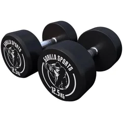 Kurzhantel Gummi 25 kg - 2 x 12.5 kg SCHWARZ|WEISS 25kg