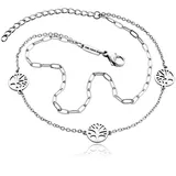 Julie Julsen Anklet TREE für Damen aus Edelstahl silberfarben 3 Lebensbaum-Anhänger