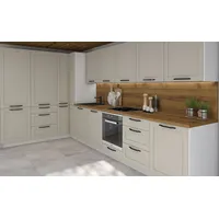 Feldmann-Wohnen Küchenzeile Oslo L-Form 212 cm weiß / cashmere matt