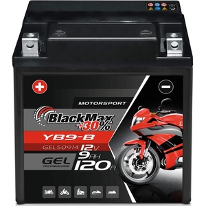 BlackMax YB9-B Motorradbatterie GEL 12V 9Ah Batterie YB9-BS CB9-B GM9Z 12N9-4B-1