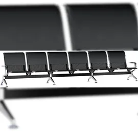 CLP 6er Wartebank Airport Kunstleder schwarz/schwarz