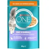 PURINA ONE Coat & Hairball - Sparpaket: mit Huhn & grünen Bohnen (52 x 85 g)