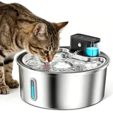 Trinkbrunnen für Katze Kabellos, Haustier Wasserspender, Katzenbrunnen, 3.2L Edelstahl Wasserbrunnen, Automatisch Leise, BPA Frei