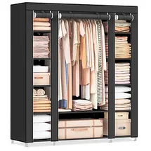 Songmics Stoffkleiderschrank 150 x 175 x 45 cm Schwarz