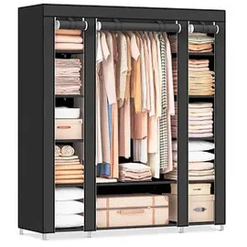 Songmics Stoffkleiderschrank 150 x 175 x 45 cm Schwarz