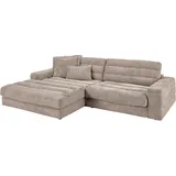 Candy Ecksofa 3C CANDY "Stripes Mega-Sofa, bequem und komfortabel, L-Form", grau (taupe), B:296cm H:83cm T:205cm, 88% Polyester, 12% Polyacryl, Sofas, Ecksofa, Lose Rückenkissen, mit feiner Quersteppung, Cord-Bezug