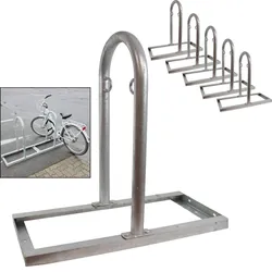5 x Fahrradanlehnbügel 90 x 84 cm Stahl feuerverzinkt Ø 49 mm grau freistehen...