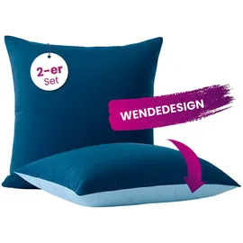 Wometo Kissenbezug Wende-Design 80 x 80 cm Blau