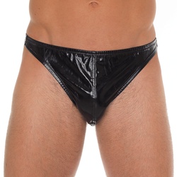 Körpernaher Tanga im Wet Look, schwarz, S-L