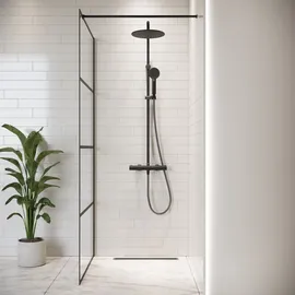 Badplaats Essos Walk-In-Dusche 50 x 200 cm Schwarz