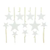 Dekoleidenschaft 12 Sterne aus Porzellan, weiß, Weihnachtsbaumschmuck,