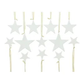 Dekoleidenschaft 12 Sterne aus Porzellan, weiß, Weihnachtsbaumschmuck,