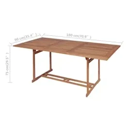 vidaXL Teak Gartentish 180 x 90 x 75 cm natur