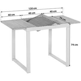 Merxx Naxos Balkonausziehtisch 120 x 70 cm beige/silber