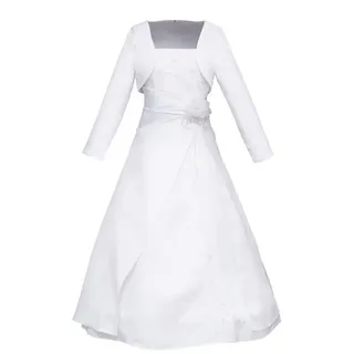 Märchenburg Satinkleid Kamelie-Kommunionkleid, Prinzessinnenkleid m. Bolero Jacke u. Reifrock KOMMUNIONKLEID weiß 128