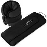 4FIZJO Knöchel & Handgelenkgewichte, 2x2 kg, Neopren und Gusseisen, Set Gewichtsmanschetten für Fitness Pilates Yoga Aerobic, Gewichte für beine und arme, Handgelenk & Ankle weights, Farbe: Schwarz