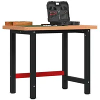 vidaXL Werkbank 100x60x83 cm Massivholz Buche Rechteckig