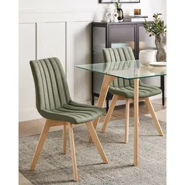 Beliani Esszimmerstuhl 2er Set Polyester grün gesteppt