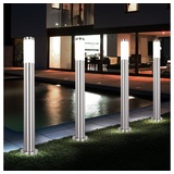 ETC Shop 4er Set LED Edelstahl Außen Leuchten Terrassen Stand Säulen Hof Garten Beleuchtung Steh Lampen