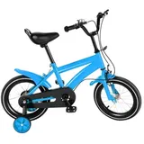 Konfiur Fahrrad Kinder, Kinderfahrrad 14 Zoll mit Stützräder, Höhenverstellbar Fahrrad, Kinderfahrrad Tretfahrrad, Radfahren Trainingsrad für ab 3 Jahre Kinder Jungen Mädchen, Blau