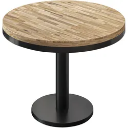 MN | Bistro Massiv Tisch | Rund | Ø 80 x 77 cm | Eiche / Schwarz