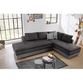 luma-home Eckcouch Kunstleder 4-Sitzer Anthrazit/Grau