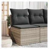 vidaXL Gartensofa ohne Armlehnen mit Kissen Hellgrau Poly Rattan