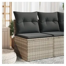 vidaXL Gartensofa ohne Armlehnen mit Kissen Hellgrau Poly Rattan