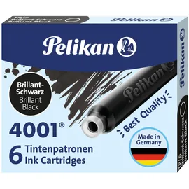 Pelikan 4001 TP/6 Tintenpatronen für Füller brillant-schwarz, 6